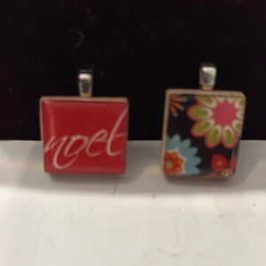 Scrabble tile pendants. Colorful pendants for necklace.